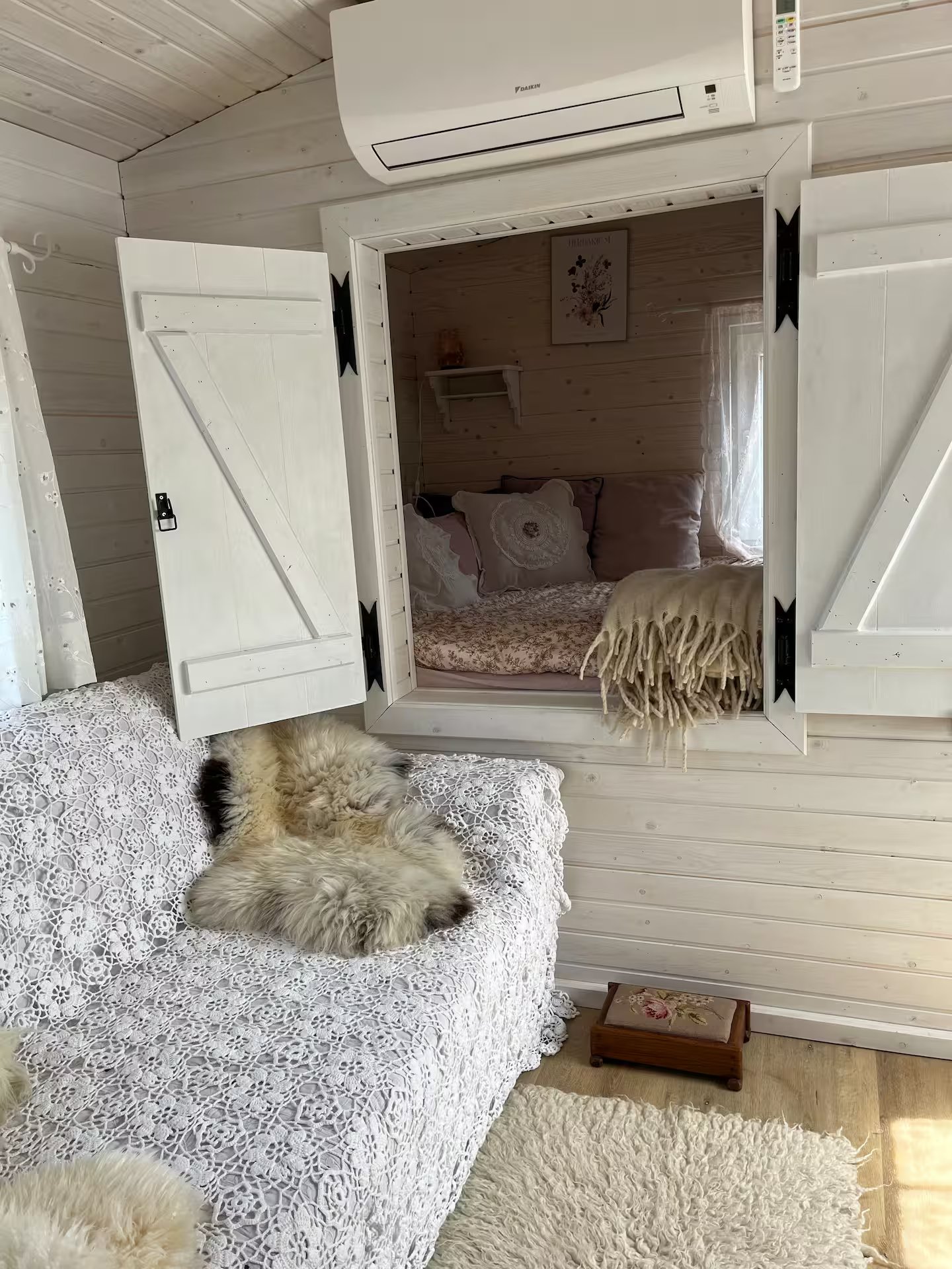 Box bed in the caravan